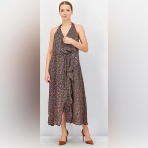 Anthropology Avec Les Filles Floral Halter Dress Wrap Midi Size S